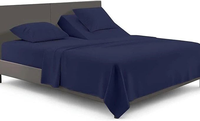 High-Performance SGI Bedding Adjustable Split Head Flex Top Cal King 34 quot Microfiber Sheet Set – Ultra Soft Cooling amp Deep Pocket 15 Fitted 4-Piece Breathable amp Durable Bedding Set for Split Cal King Beds -Navy Blue Effective