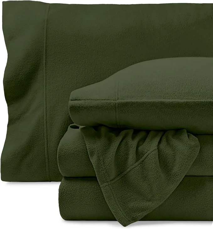 Functional Bare Home Super Soft Fleece Sheet Set - King Size - Extra Plush Polar Fleece No-Pilling Bed Sheets - All Season Cozy Warmth King Cypress Verified