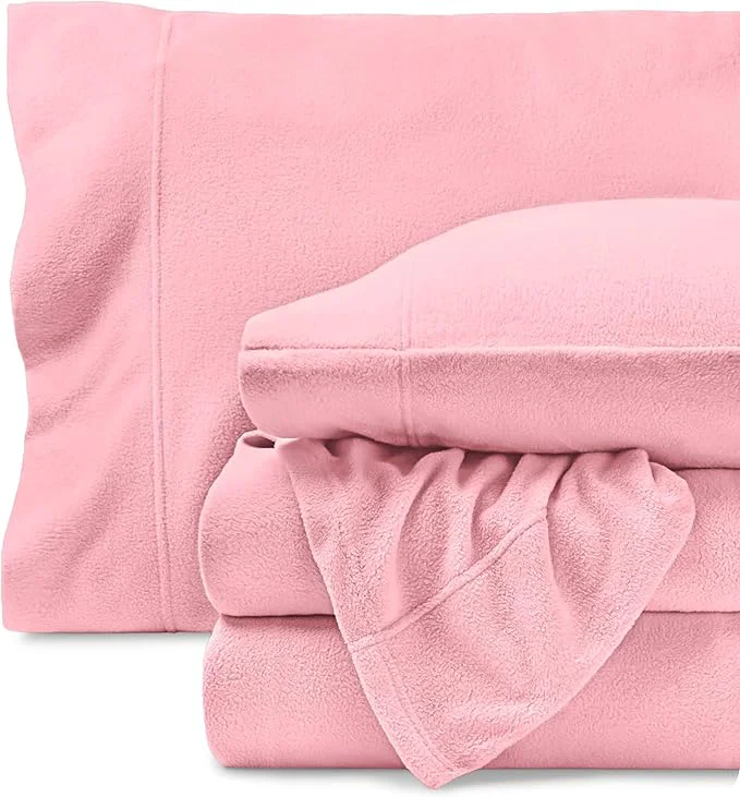 Efficient Bare Home Super Soft Fleece Sheet Set - Full Size - Extra Plush Polar Fleece No-Pilling Bed Sheets - All Season Cozy Warmth Full Light Pink Certified