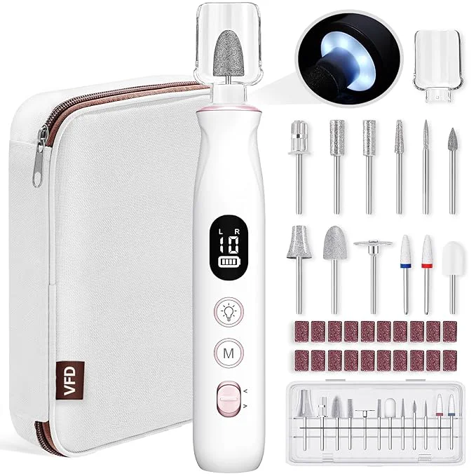 Eco-Friendly Electric Nail Drill Cordless 2000 mAh Rechargeable Portable Nail File 12 in 1 Trusted