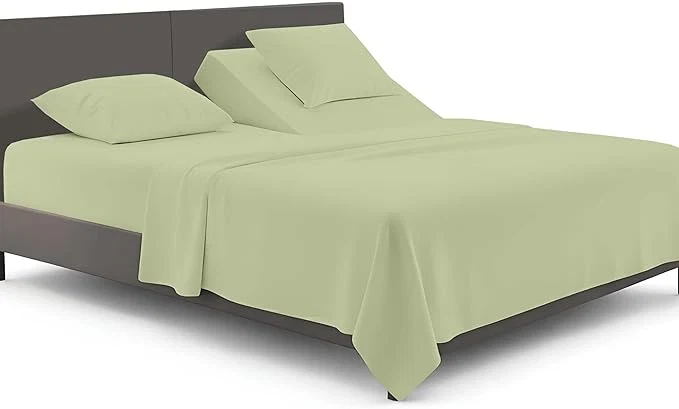 Unique SGI bedding Adjustable Split Head Flex Top Queen 28 quot Microfiber Sheet Set Ultra Soft Cooling amp Deep Pocket 15 Fitted 4-Piece Breathable amp Durable Bedding Set for Split Queen Beds -Sage Exclusive