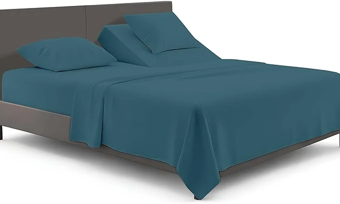 Healthy SGI bedding Adjustable Split Head Flex Top Cal King 28 quot Microfiber Sheet Set – Ultra Soft Cooling amp Deep Pocket 15 Fitted 4-Piece Breathable amp Durable Bedding Set for Split Cal King Beds -Teal Authentic