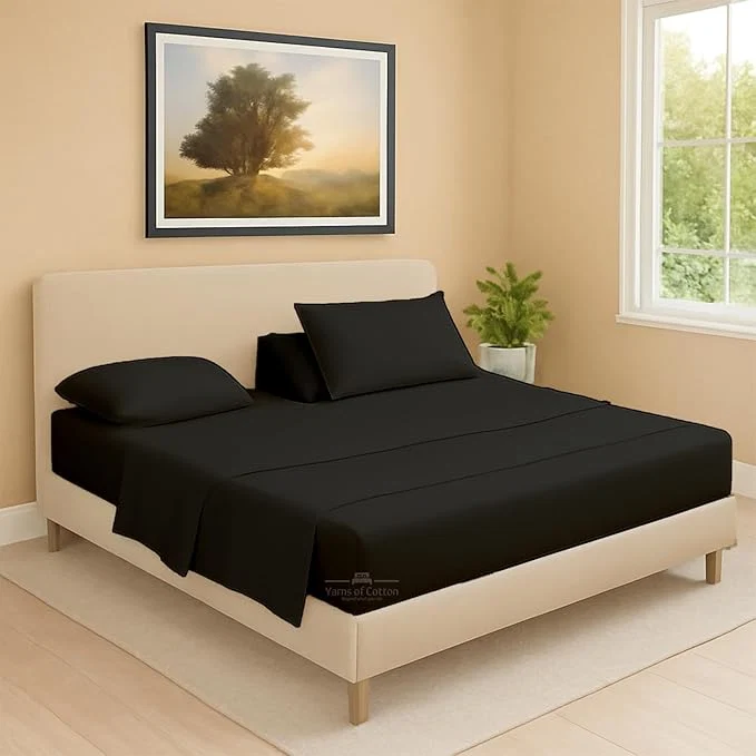 Superior Split Head Flex 1 Qty Fitted Sheet for Adjustable Bed Cal King 39 quot Split Down from The Top Egyptian Cotton 600 Thread Count 18 quot Deep Pocket Super Soft Wrinkle Black Convenient