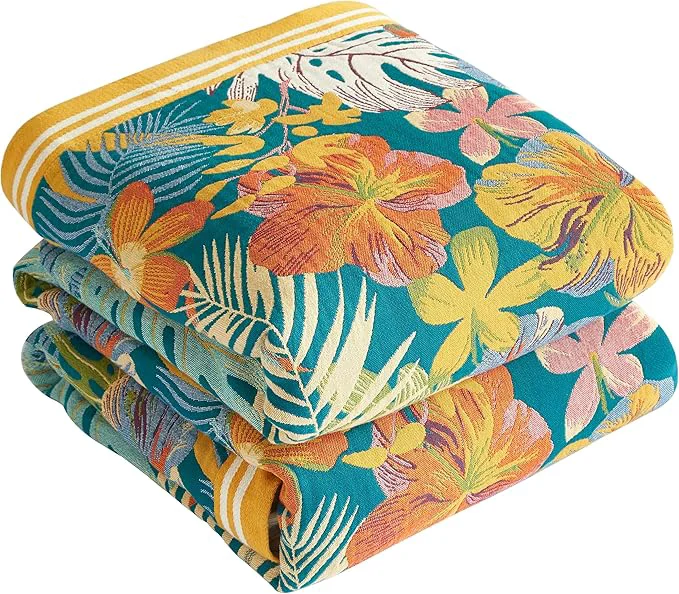 Original Boho Throw Blanket for Bed 60 x80 Cotton Woven Blanket for Couch Sofa Ultra Soft 4-Layer Muslin Quilt with Floral Printed Farmhouse Bed Blanket Cover for Living Room Decor Contemporary