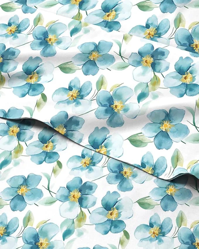 Safe Floral Sheets - Flower Print Bed Sheet Set - 1 Flat 1 Fitted amp 2 Pillowcases w Deep Pockets - Comfy Cozy Wrinkle amp Fade - Boho Botanical Bedding - Soft Breathable amp Cooling - Full Size Set Smart