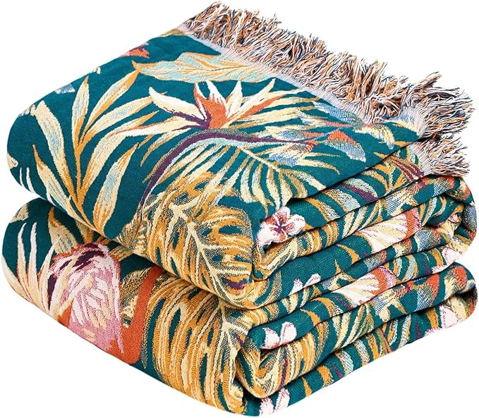 Healthy MSGKV Boho Throw Blanket for Bed 60 quot x80 quot Cotton Jungle Animal Couch Blanket Spring Breathable Lightweight Twin Size Blankets for Sofa Home Decor Muslin All Seasons Soft
