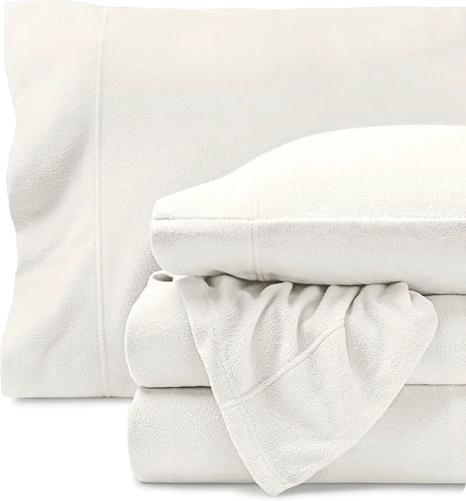 Environmentally Friendly Bare Home Super Soft Fleece Sheet Set - Queen Size - Extra Plush Polar Fleece No-Pilling Bed Sheets - All Season Cozy Warmth Queen Cream Artisan