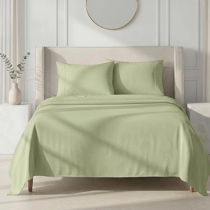 Original Design California Design Den Thick and Natural Cotton Bedsheets Queen Size Bed Set - 1000 Thread Count Sheets Queen Sateen Deep Pockets Durable Bedding Set - Sage Green Quality