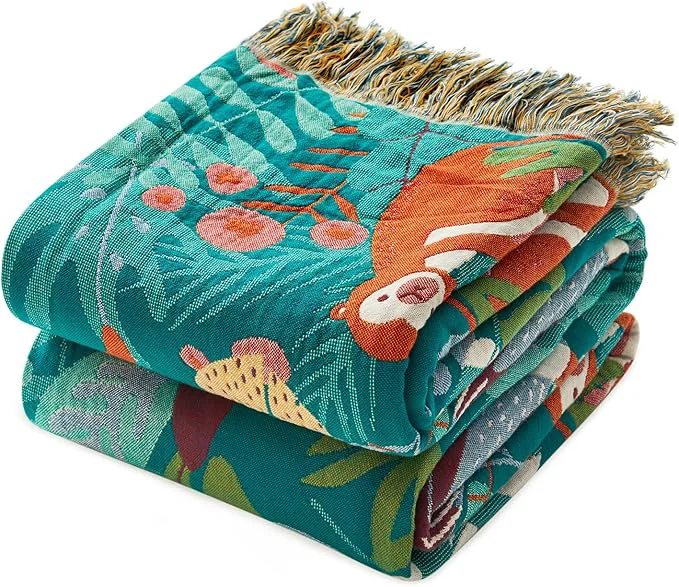 Soft MSGKV Throw Blanket for Bed Cotton Animals Twin Size Couch Blanket 60 quot x80 quot Muslin Spring Breathable Lightweight Farmhouse Blankets Home Decor All Seasons Fine