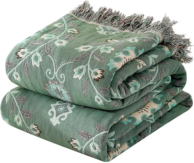 Dependable MSGKV Boho Throw Blanket for Couch Bed 60 39 39 x80 39 39 Cotton Blankets Woven Green Blanket Spring Reversible Spring Breathable Lightweight Decorative Throws Original Design