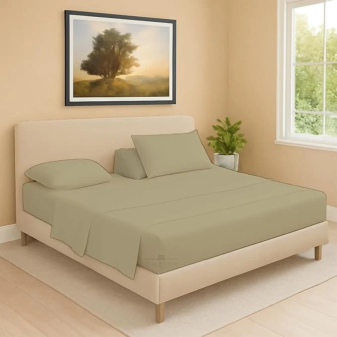 Original Split Head Flex 1 Qty Fitted Sheet for Adjustable Bed Queen 32 quot Split Down from The Top Egyptian Cotton 600 Thread Count 18 quot Deep Pocket Super Soft Wrinkle Beige Proven