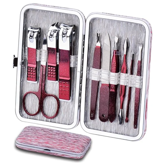 Outstanding HANTEKAS Manicure Set 10 in 1 Stainless Steel Nail Clippers Scissors Pedicure Premium Material