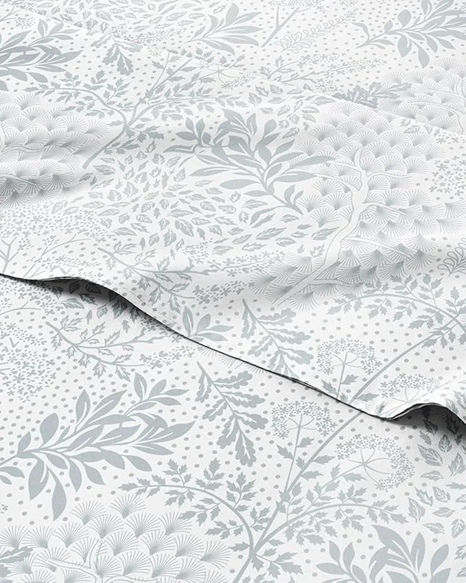 Outstanding Floral Sheets - Grey Floral Bed Sheet Set - 1 Flat 1 Fitted amp 2 Pillowcases w Deep Pockets - Comfy Wrinkle amp Fade - Boho Botanical Bedding - Ultra-Soft Breathable amp Cooling - Queen Size Unique