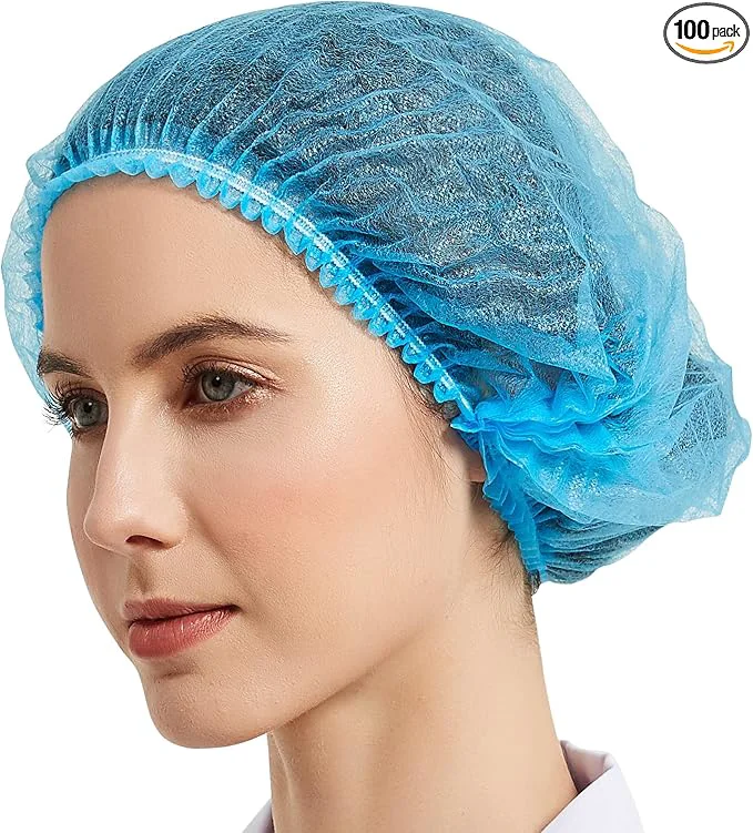 Casual ProtectX 100-Pack Blue Disposable Hair Nets Elastic Head Cover Bouffant Caps Powerful