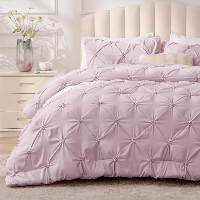 Original Design BEDELITE Light Purple Comforter Set Full - 3 Peices Boho Pintuck Bedding Comforter Sets Lightweight Soft amp Warm Twin Bedding Sets with 2 Pillowcase for All Season Innovative