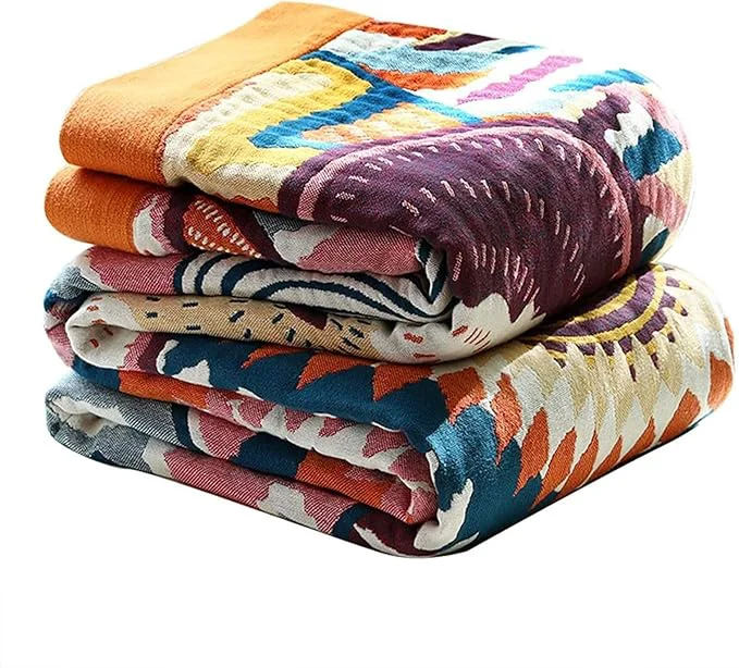 Eco-Friendly MSGKV Boho Throw Blanket for Bed 60 quot x80 quot Cotton Couch Twin Size Blanket Spring Breathable Lightweigh Blankets Home Decor Muslin All Seasons Effective