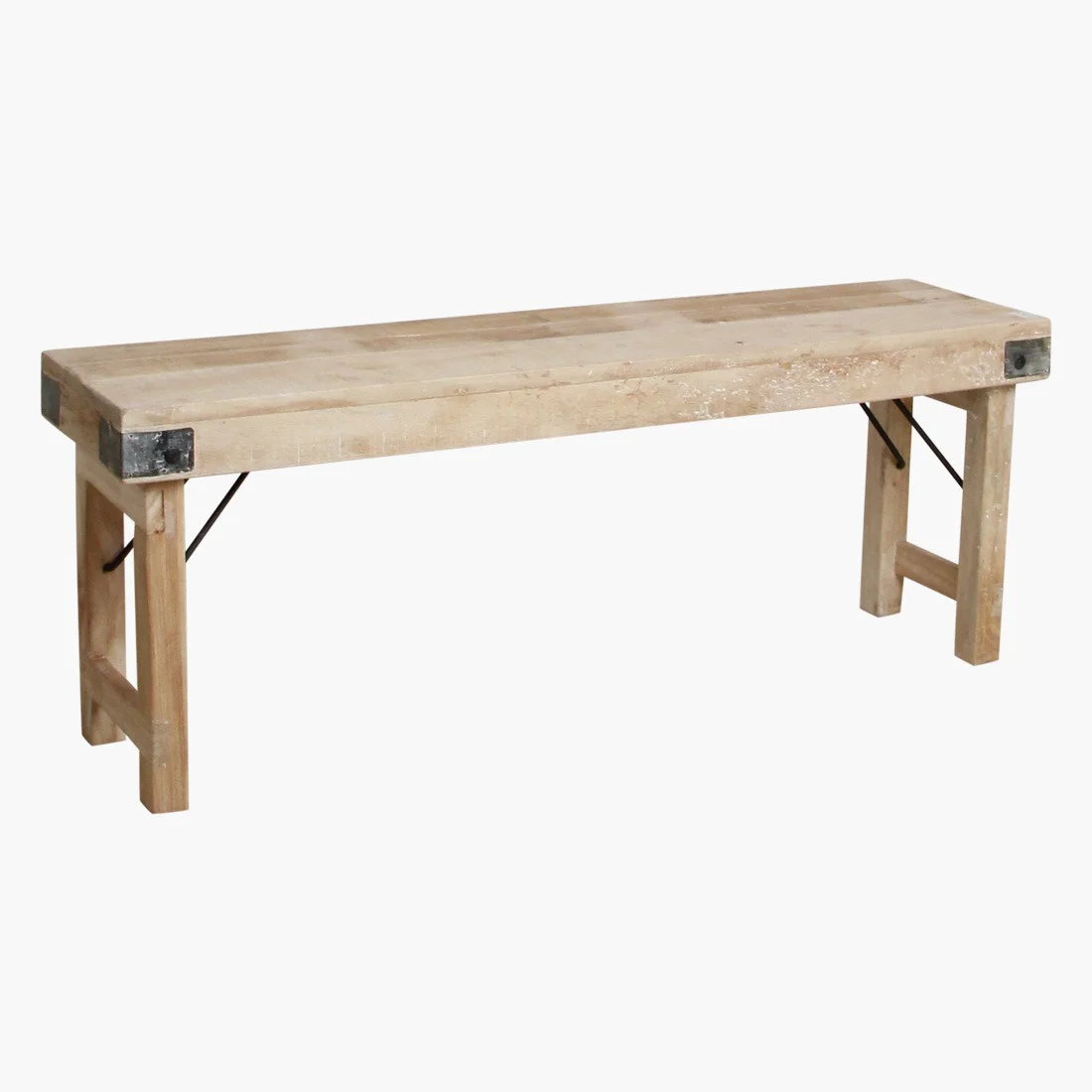 Lightweight Limewash folding bench 120 cm Quality