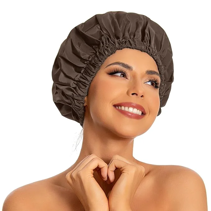 Healthy Reusable Shower Cap for Women Large Waterproof Shower Bonnet Elegant