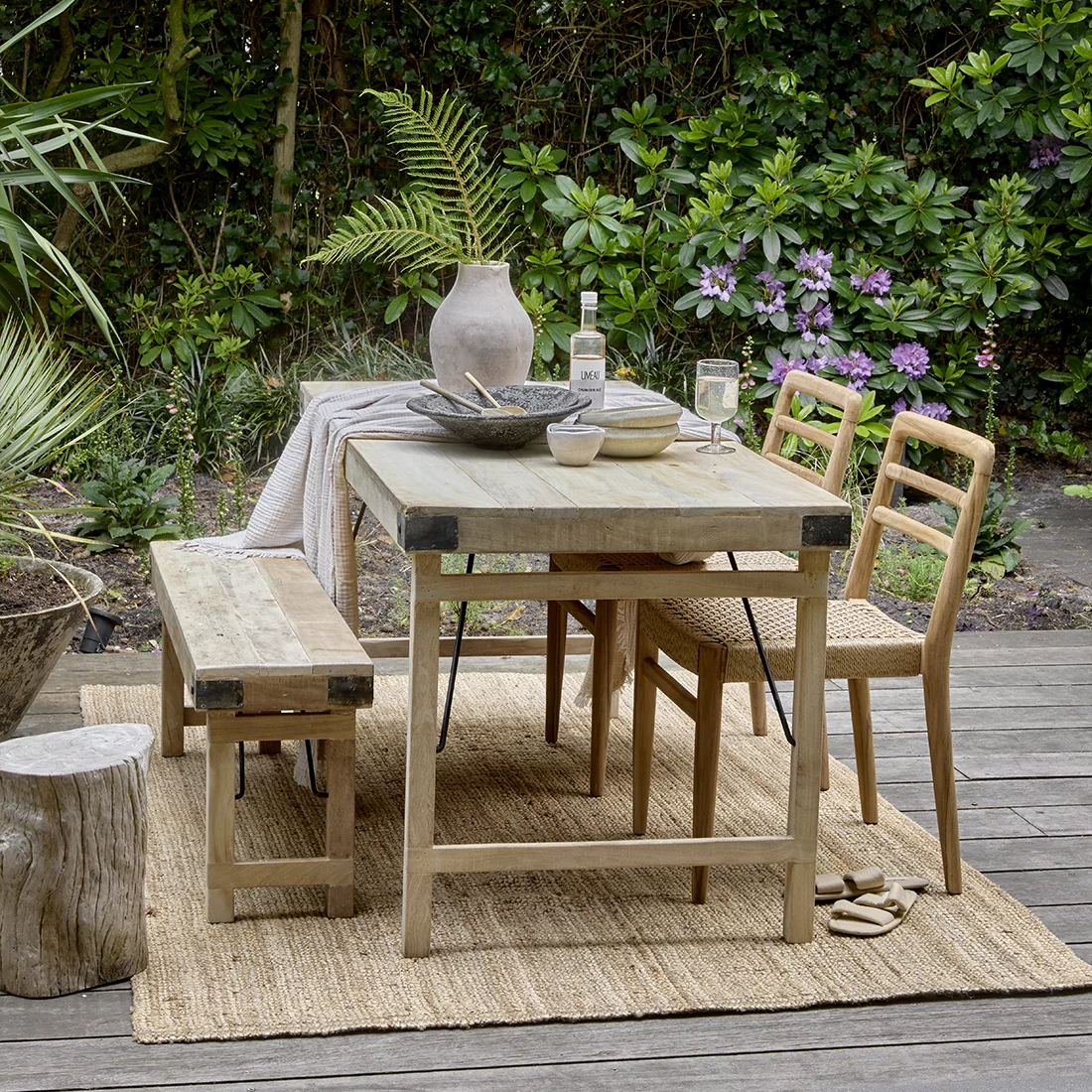 Genuine Limewash folding dining table Effective