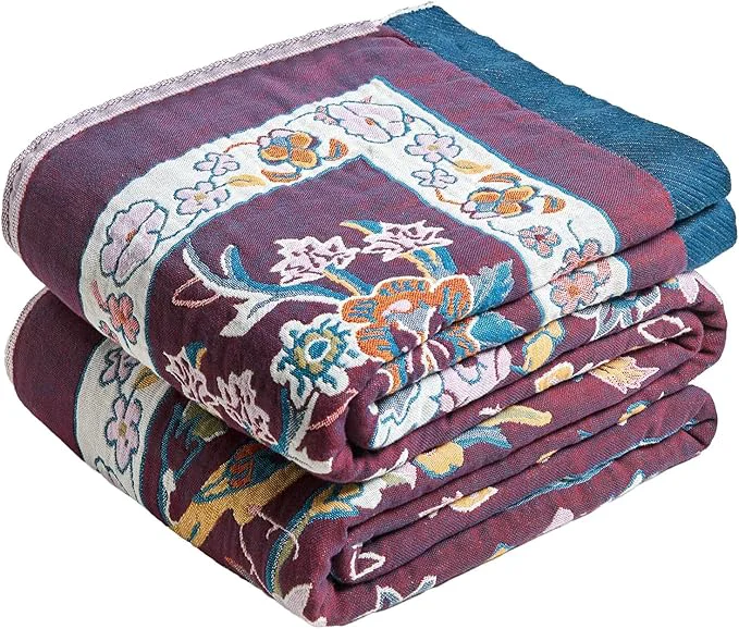 Healthy MSGKV Boho Throw Blanket for Couch 50 quot x60 quot Cotton Sofa Floral Bird Blanket Spring Breathable Lightweight Muslin Home Decorative Blankets Smart