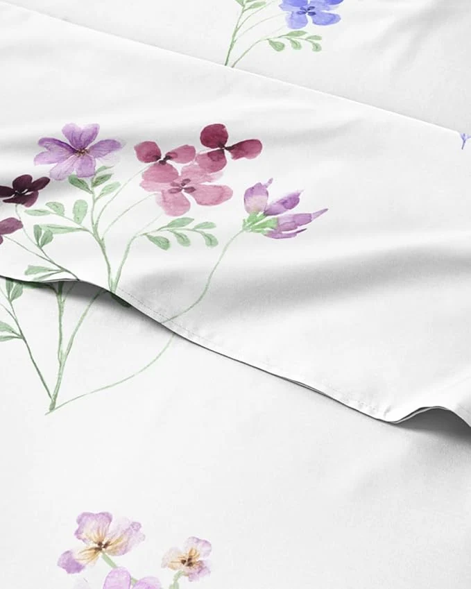 Effective Floral Sheets - Butterfly Floral Bed Sheet Set - 1 Flat 1 Fitted amp 2 Pillowcases w Deep Pockets - Comfy Wrinkle amp Fade - Boho Botanical Bedding - Soft Breathable and Cooling - Full Size Set World-Class