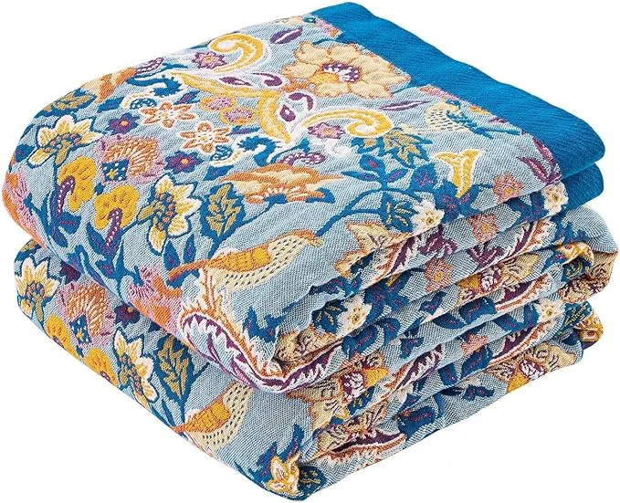 Powerful Boho Throw Blanket for Bed Cotton Soft Rustic Quilt Fall Blanket 90 quot x98 quot Floral Printed Farmhouse Decor Bed Blankets All Season Rustic Reversible Bohemian Throw Quilt Fine Crafted