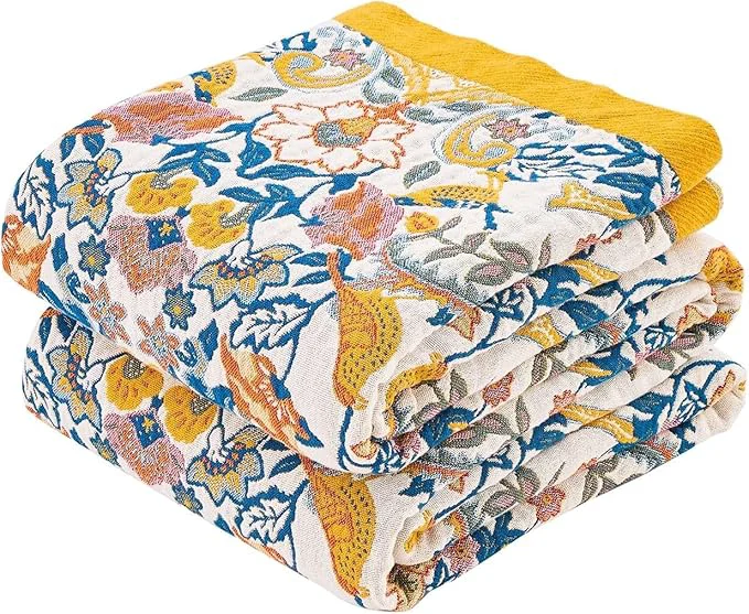 Classic Boho Blanket Throw Quilt Cotton Soft Light Weight Throw Blankets for Summer 60 quot x80 quot Farmhouse Flower Decorative Blankets All Season Rustic Reversible Bohemian Throw Quilt Trusted