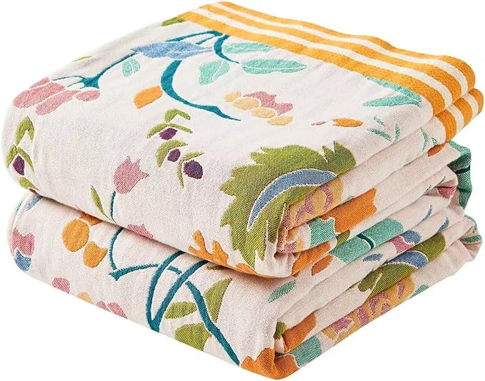 Superior Boho Throw Blanket for Bed Cotton Soft Rustic Quilt Fall Blanket 50 quot x60 quot Yellow Floral Printed Farmhouse Decor Bed Blankets All Season Rustic Reversible Bohemian Throw Quilt Fast