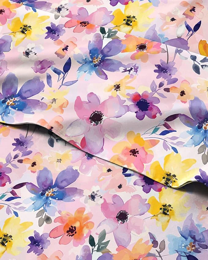 Advanced Floral Sheets - Pink Flower Bed Sheet Set - 1 Flat 1 Fitted amp 2 Pillowcases w Deep Pockets - Comfy Cozy Wrinkle amp Fade - Boho Botanical Bedding - Soft Breathable and Cooling - Full Size Set Authentic