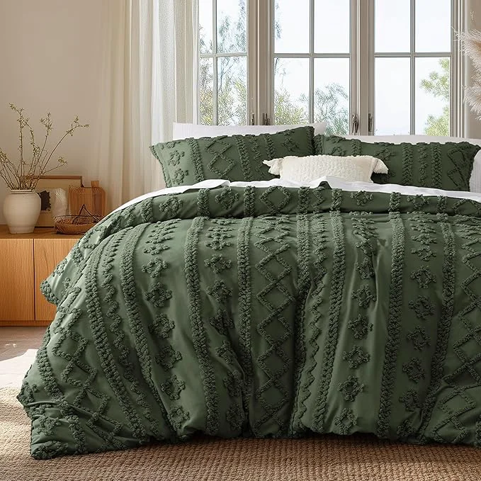 First-Class Bedsure Boho Duvet Cover King Size Soft amp Comfortable Elegant Design Boho Bedding for Decoration Machine Washable Comforter Cover for All Seasons Includes 1 Duvet Cover amp 2 Pillow Shams Olive Green Original Design