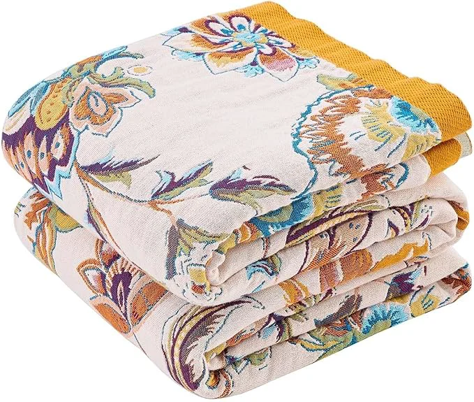 Smart Boho Throw Blanket for Bed Cotton Soft Rustic Quilt Fall Blanket 50 quot x60 quot Floral Printed Farmhouse Decor Bed Blankets All Season Rustic Reversible Bohemian Throw Quilt Classic
