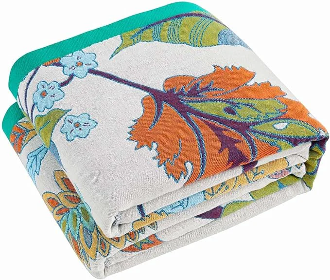 Effective Summer Throw Blanket 60 quot x80 quot Reversible Bohemian Flower Blanket Cotton Muslin Breathable Woven Farmhouse Decorative Throw Blanket Durable