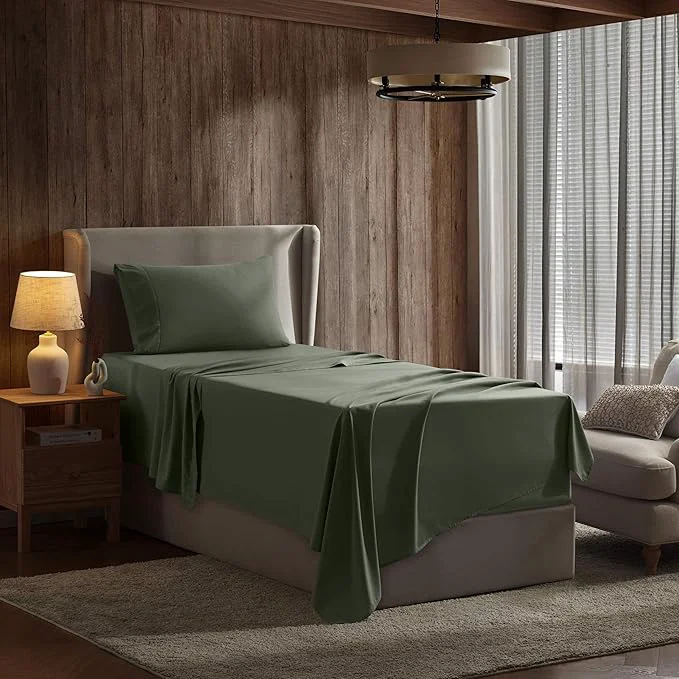 Expertly Made Nestl Twin Sheet Set - 1800 Ultra-Soft Microfiber Twin Bed Sheets - Double Brushed - Deep Pockets - Easy Fit - Extra Soft - 3 Piece Set - Bedding Sheets amp Pillowcases Twin Olive Green Prestigious