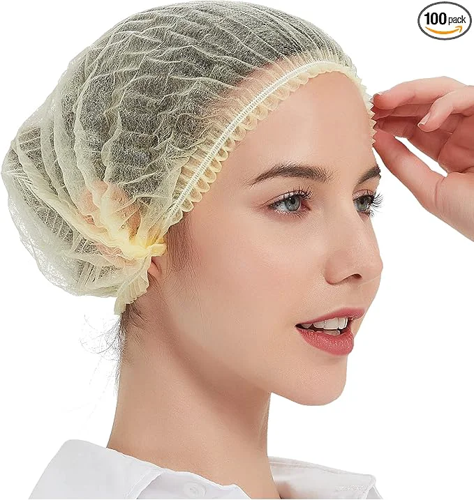 Genuine ProtectX 100-Pack Yellow Disposable Hair Nets Elastic Head Cover Bouffant Caps Pure