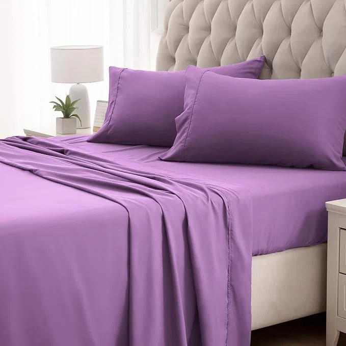 Dependable SLEEP ZONE Super Soft Cooling Bed Sheets Set Twin XL 3 Piece - Easy Care Fitted Flat Sheet amp Pillowcase Sets - Wrinkle Fade Resistant Deep Pocket 16 quot Lavender Twin XL Classic