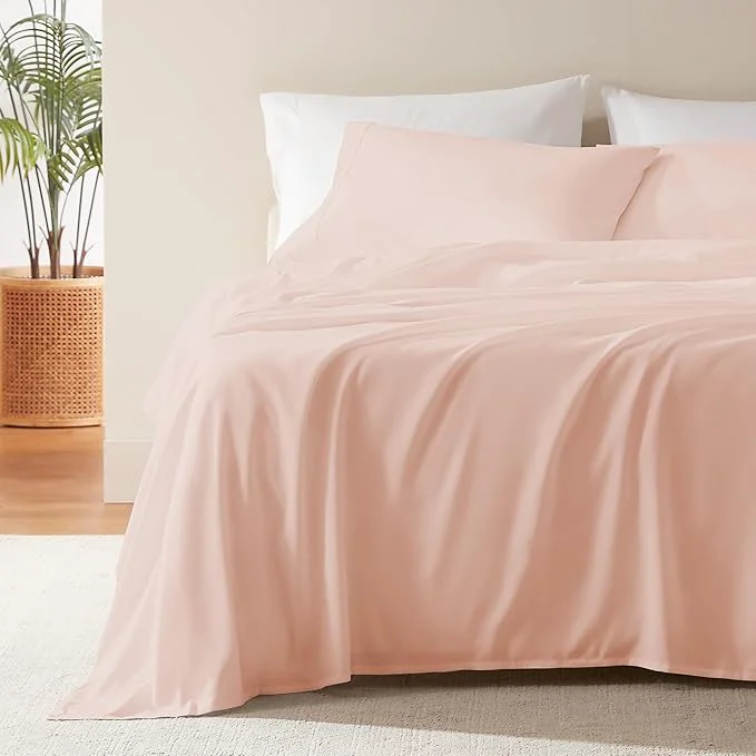 Crafted SLEEP ZONE Nanotex Super Soft Cooling Queen Bed Sheets Set for Kids 3 Piece - Easy Care Fitted Flat Sheet amp Pillowcase Sets - Wrinkle Fade Resistant Deep Pocket 16 quot Rose Pink Queen Quality