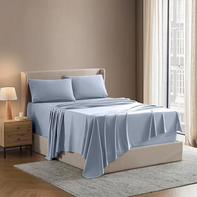 Proven Nestl King Sheet Set - Luxury 1800 Ultra-Soft Microfiber King Bed Sheets - Double Brushed - Deep Pockets - Easy Fit - 4 Piece Set - Bedding Sheets amp Pillowcases King Ice Blue Next-Generation