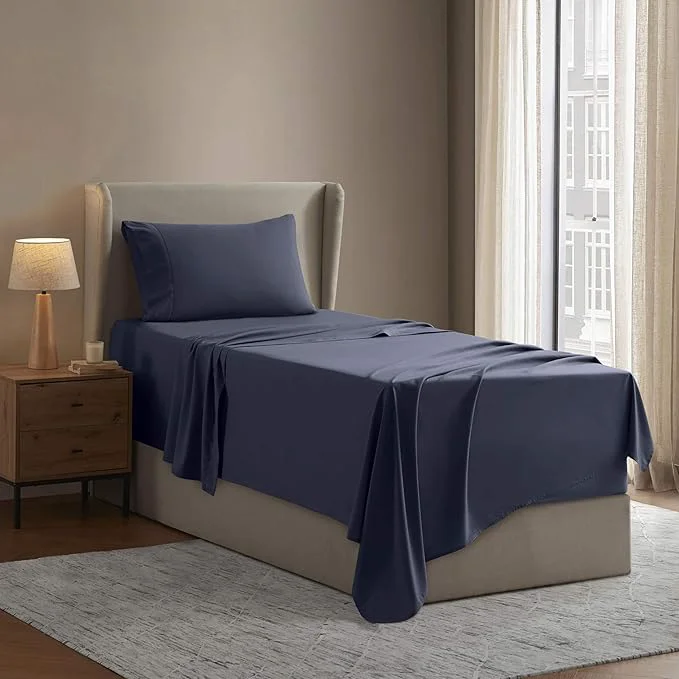 Sustainable Nestl Twin XL Sheet Set - College Dorm Size - Luxury 1800 Ultra-Soft Microfiber Twin Extra Long Bed Sheets - Deep Pockets - Easy Fit - Extra Soft - 3 Piece Set Twin XL Navy Blue Carefully Designed