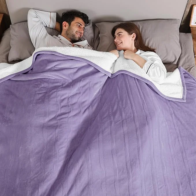 Original Design ESTINGO Electric Heating Blanket Queen Size Heated Electric Blanket with 5 Heating Levels amp 10 Hours Auto Off Machine Washable Plush Heated Blanket 84 quot x 90 quot Lavender Violet Superior