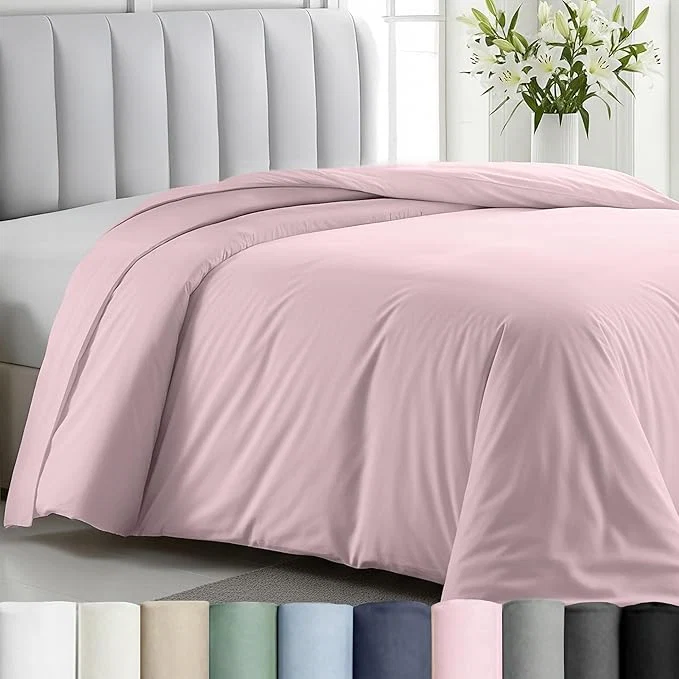 Prestigious California Design Den Duvet Cover Twin Twin XL Only - Premium 400 Thread Count Natural Cotton Twin Cotton Duvet Cover Soft Sateen Button Closure and Corner Ties - Pink Elegant