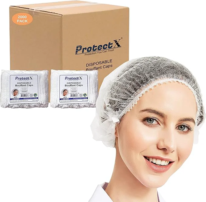 Efficient ProtectX Disposable Bouffant Caps Hair Head Cover Nets 21 Environmentally Friendly