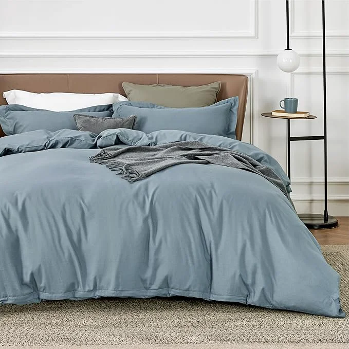 Specialty Bedsure Duvet Cover Full Size - Soft Double Brushed Bedding Set for Kids amp Adults Zipper Closure 3 Pieces Includes 1 Duvet Cover 80 quot x90 quot amp 2 Pillow Shams NO Comforter Mineral Blue Crafted