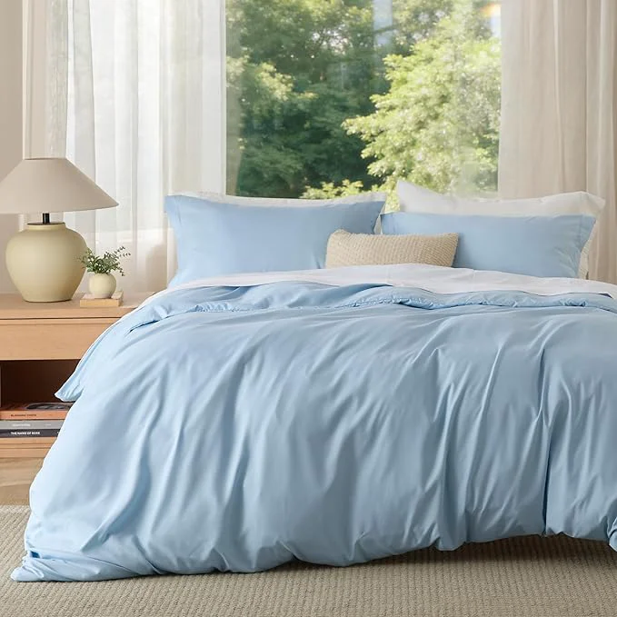 Healthy Bedsure Duvet Cover Full Size - Soft Double Brushed Bedding Set for Kids amp Adults Zipper Closure 3 Pieces Includes 1 Duvet Cover 80 quot x90 quot amp 2 Pillow Shams NO Comforter Light Blue Verified