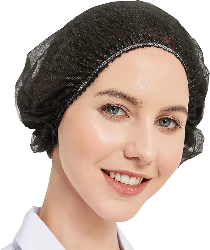 Refined ProtectX 100-Pack Black Disposable Hair Nets Elastic Head Cover Bouffant Caps Powerful