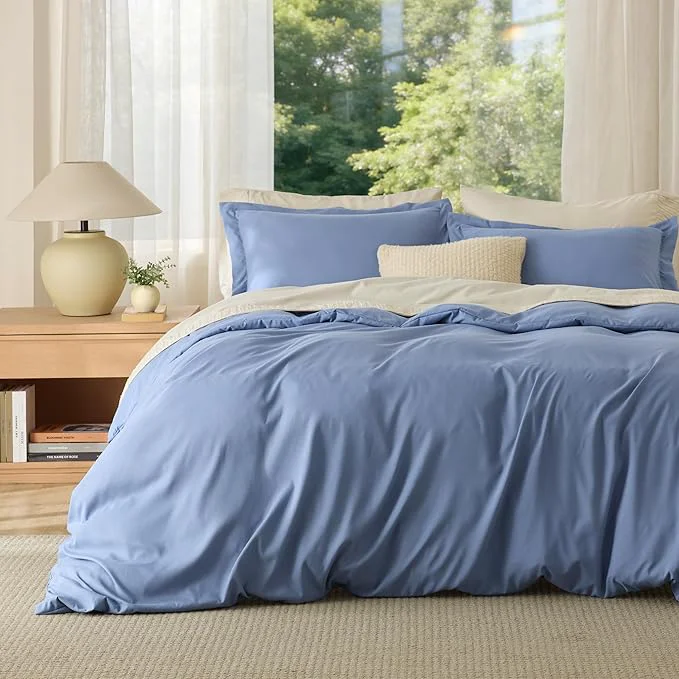 Original Design Bedsure Duvet Cover Queen Size - Soft Double Brushed Bedding Set for Kids amp Adults Zipper Closure 3 Pieces Includes 1 Duvet Cover 90 quot x90 quot amp 2 Pillow Shams NO Comforter Slate Blue Efficient
