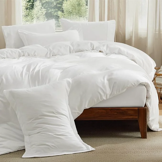 Top-Quality Bedsure Duvet Cover with Fitted Sheet Queen - 6 Pieces Deep Pocket Hotel Luxury Soft Double Brushed Bedding Set 1 Duvet Cover 1 Fitted Sheet 2 Pillow Shams 2 Pillowcases NO Comforter White Breathable