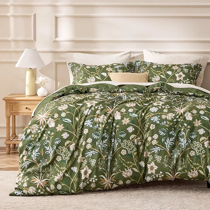 Premium Bedsure Duvet Cover Queen Size - Vintage Botanicals Duvet Cover Set with Zipper Closure 3 Pieces Boa Bedding Set with 8 Corner Ties and 2 Pillow Shams 20 quot x26 quot High-End