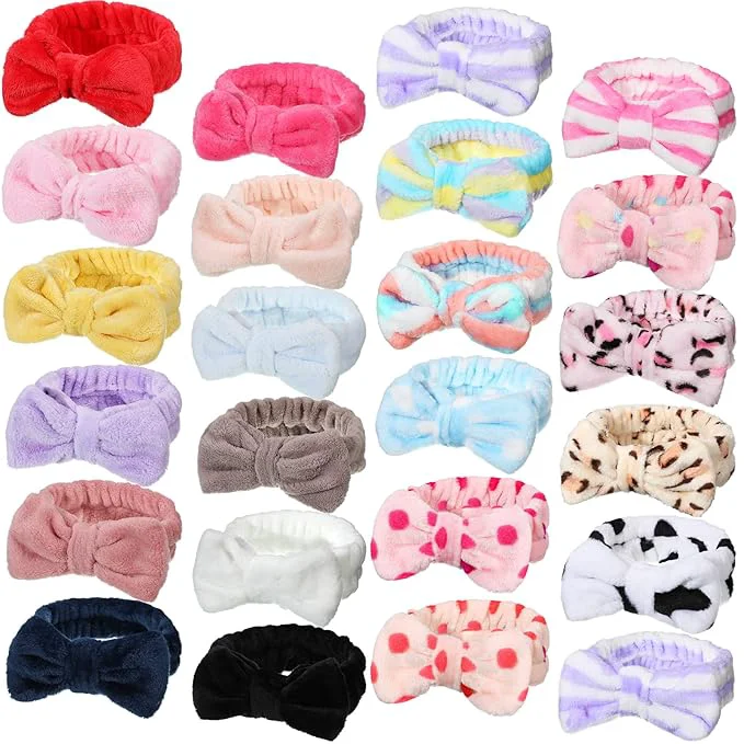Detailed Jexine 24 Pcs Facial Spa Headband Makeup Headbands Bulk Bow Hair Head Band Crafted