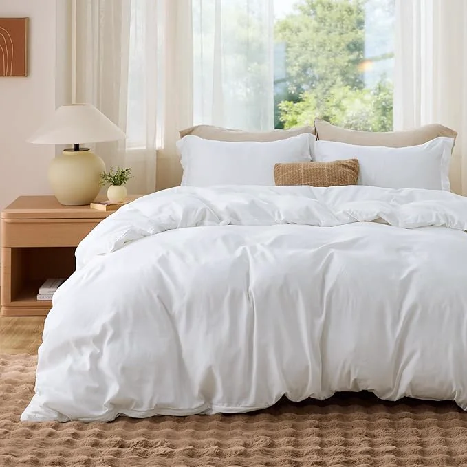 Long-Lasting Bedsure Duvet Cover California King Size - Soft Double Brushed Bedding Set for Kids amp Adults Zipper Closure 3 Pieces Includes 1 Duvet Cover 104 quot x98 quot amp 2 Pillow Shams NO Comforter White Effective