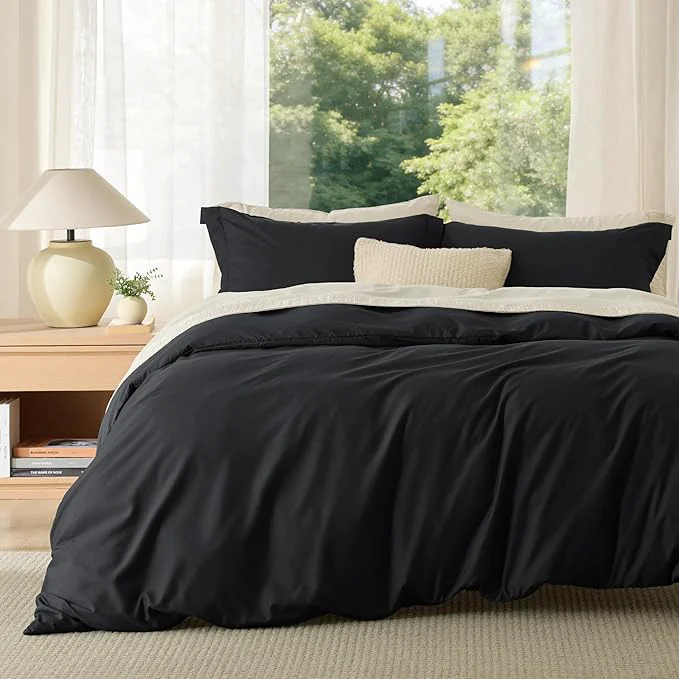 World-Class Bedsure Duvet Cover Queen Size - Soft Double Brushed Bedding Set for Kids amp Adults Zipper Closure 3 Pieces Includes 1 Duvet Cover 90 quot x90 quot amp 2 Pillow Shams NO Comforter Black Trendy